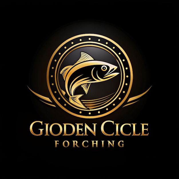 Photo luxury and elegant gold circle fishing logo template vector luxury and elegant gold circle digital fish