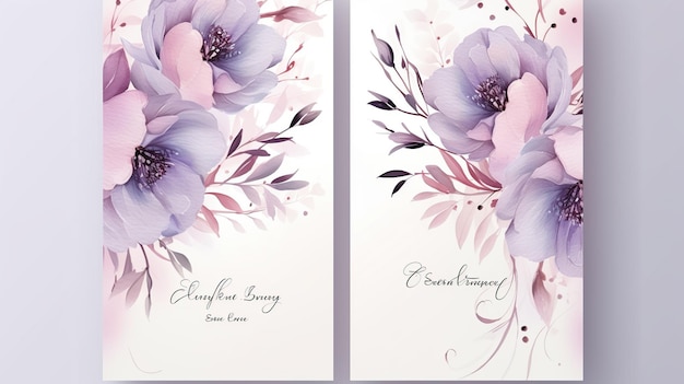 Luxury elegant wedding invitation card with beautiful nature watercolor flower AI generated image