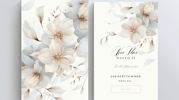 Luxury elegant wedding invitation card with beautiful nature watercolor flower AI generated image