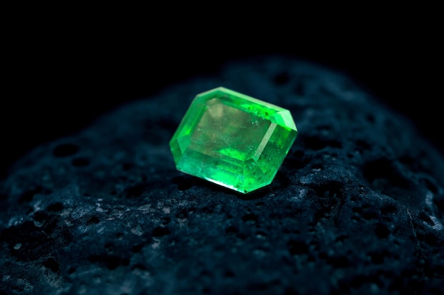 Luxury Emerald Gemstone on Natural Stone