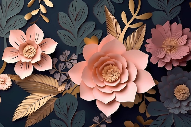 Luxury floral illustration design wallpaper background generative ai