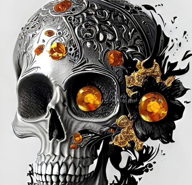 Luxury Floral Skull Decoration on Vintage BackgroundxA