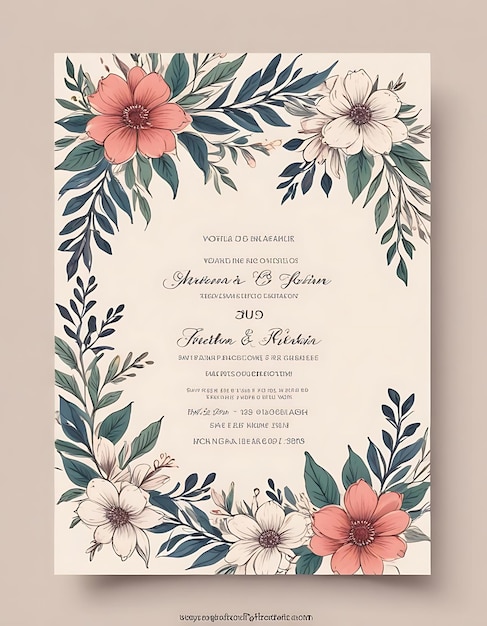 Luxury Floral Wedding Invitation with Gold Details