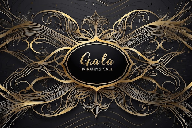 Luxury gala invitation card background vector Golden elegant wavy gold line pattern