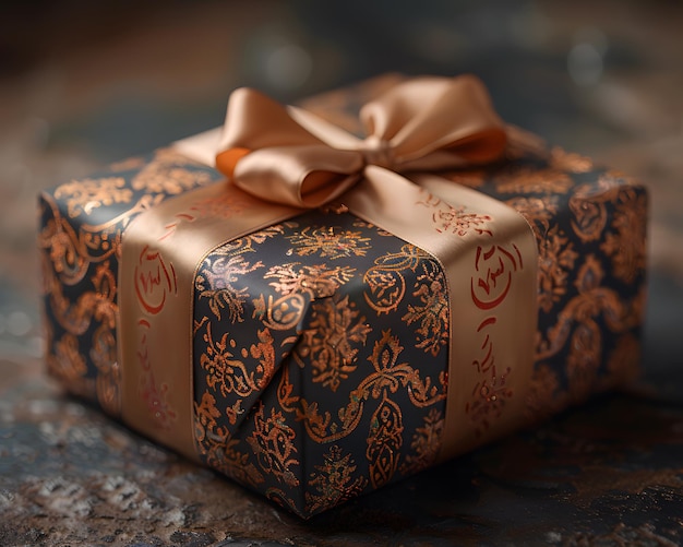 Photo luxury gift box with a golden bow