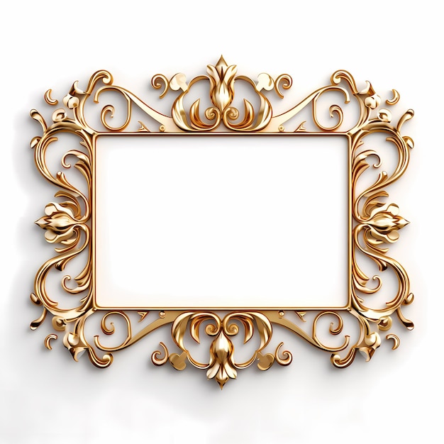 luxury gold decorative Rectangular frame with white background