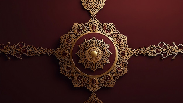 Photo luxury gold mandala on dark red background wedding invitation ramadan banner