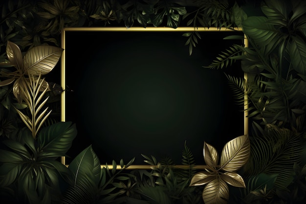 luxury Gold and Tropical leaves frame background