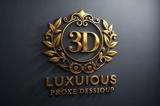 Photo luxury golden 3d logo mockup design