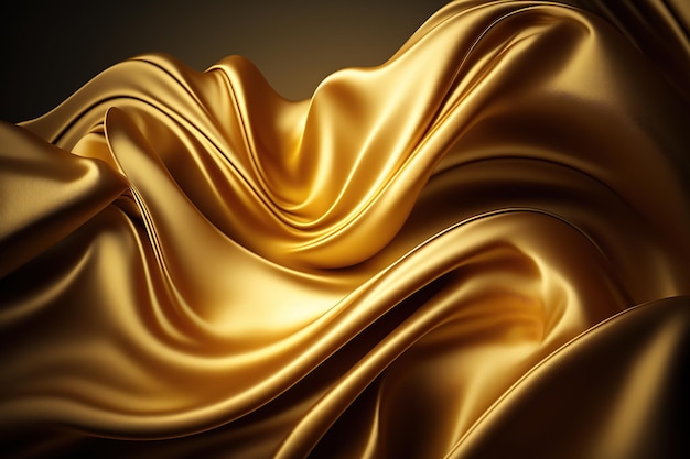 Luxury golden silk flowing wave trendy background Closeup background for presentation