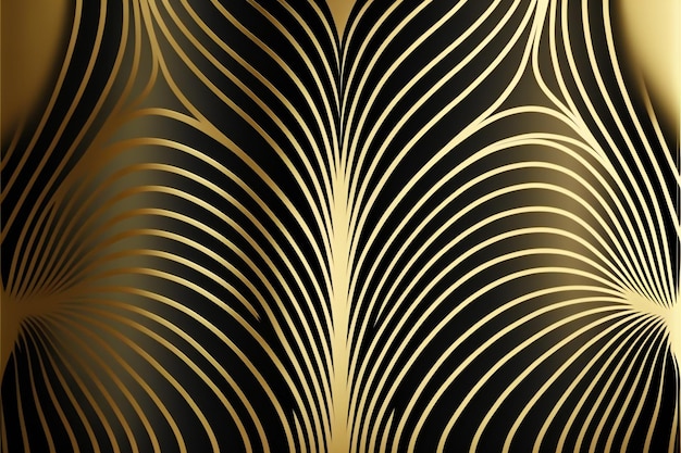 Luxury golden wallpaper wavy line creative digital illustration painting