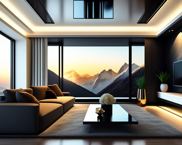 luxury hall room interior design 3d render