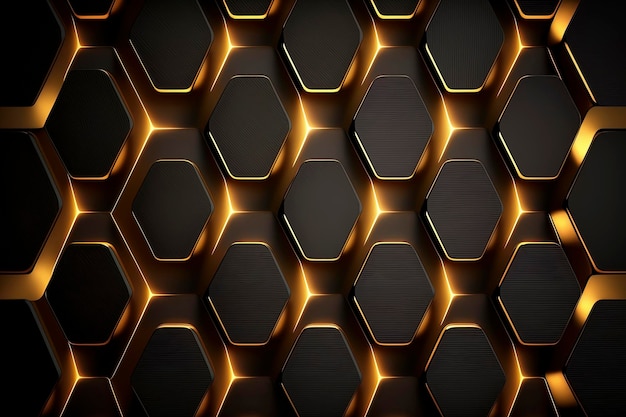 Luxury hexagonal abstract black metal background