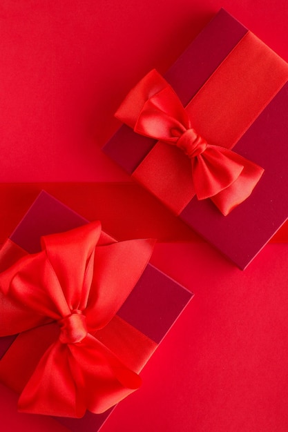 Luxury holiday gifts on red