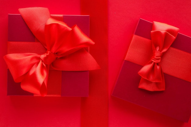 Luxury holiday gifts on red