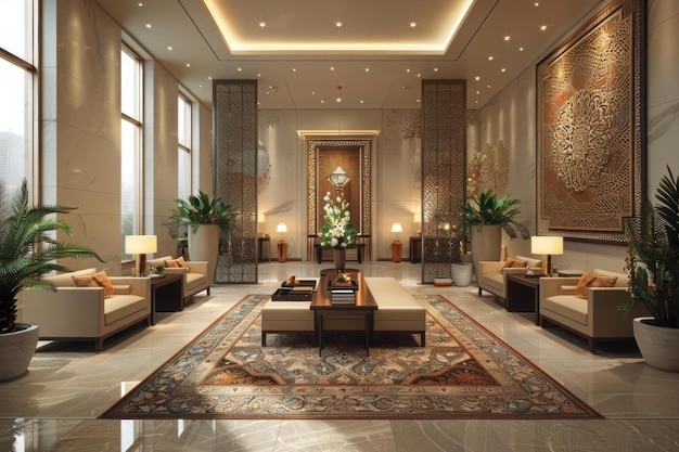 Luxury Hotel Lobby with Intricate Design