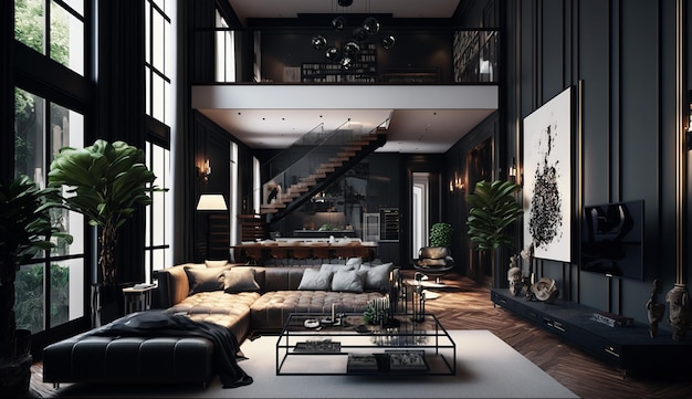 Luxury house contemporary interior design image AI Generated