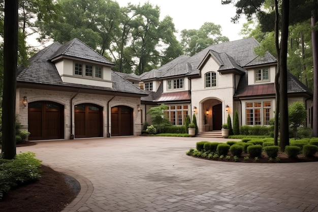 Luxury House Exterior with Double Garage and Beautiful Brick and Siding Trim Your Dream Home