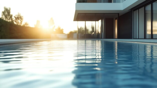 Photo luxury house with pool in foreground