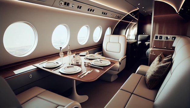 Luxury interior modern business jet AI generated