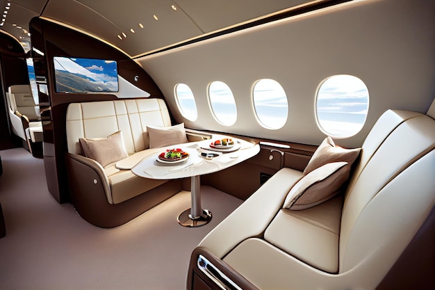 Luxury interior in the modern business jet