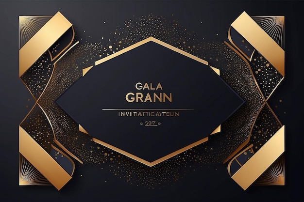 Luxury invitation card background vector Golden elegant geometric shape gold line