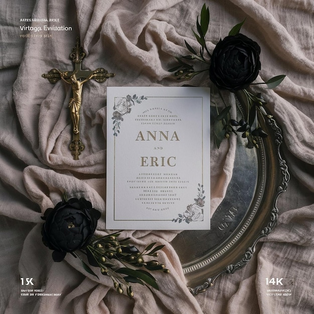 Photo luxury invitation mockup elegant gold lettering and antique accents