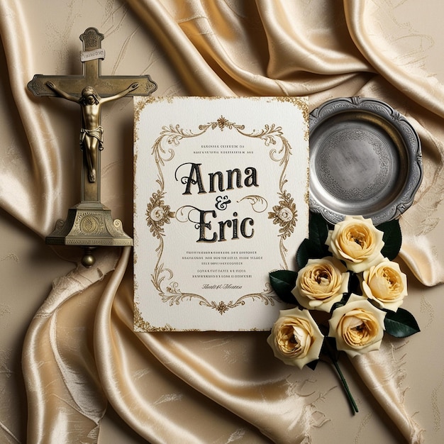 Photo luxury invitation mockup elegant gold lettering and antique accents