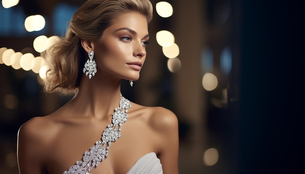 Luxury jewelry brand advertisement with woman model shooting