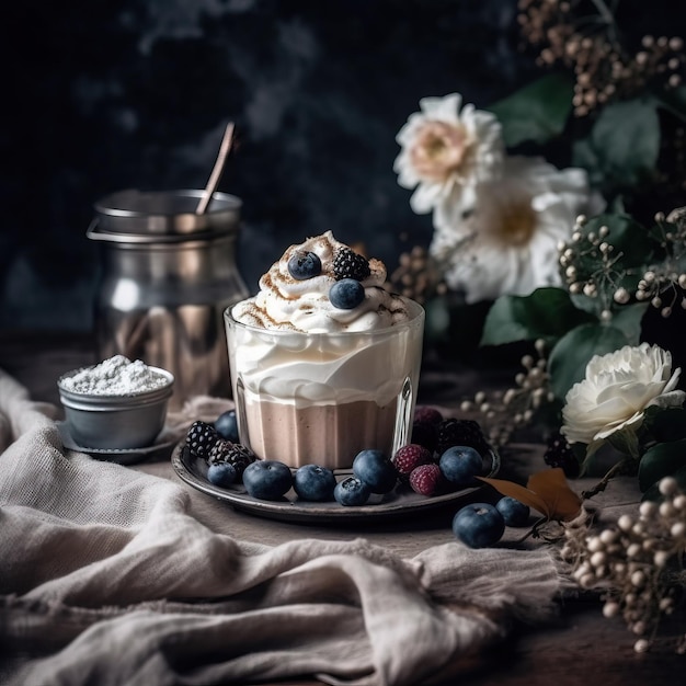 Luxury latte and dessert decadent chocolate sweets Generative Ai