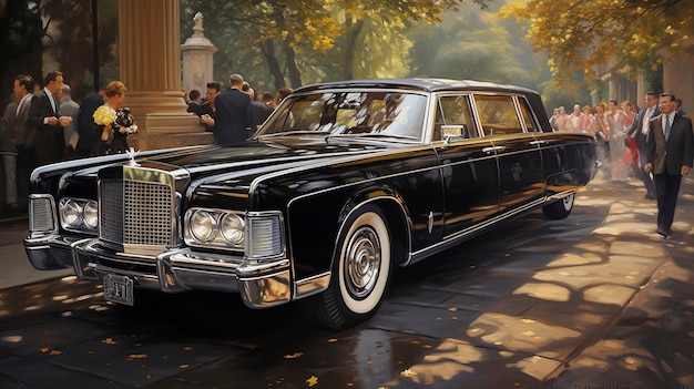 Luxury Limousine for Wedding Transportation oil painting