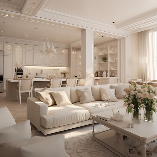 Luxury living room interior in classical style