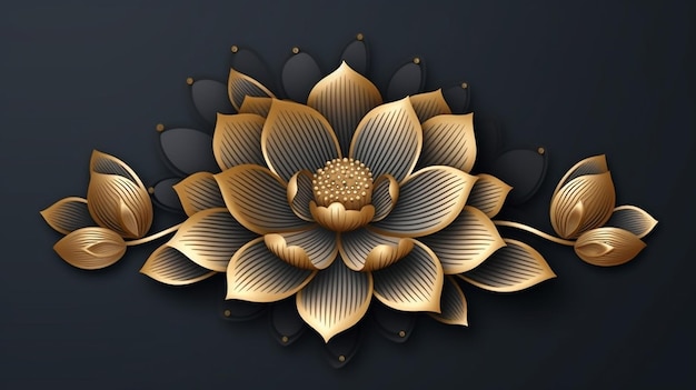 Luxury lotus background with golden metallic flower Generative AI