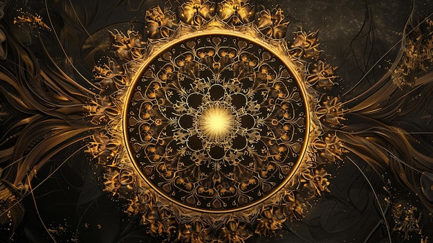 luxury mandala background black elegant golden mandala