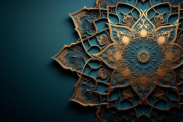 Luxury mandala background with golden Arabic Islamic arabesque pattern design background 3D rendering