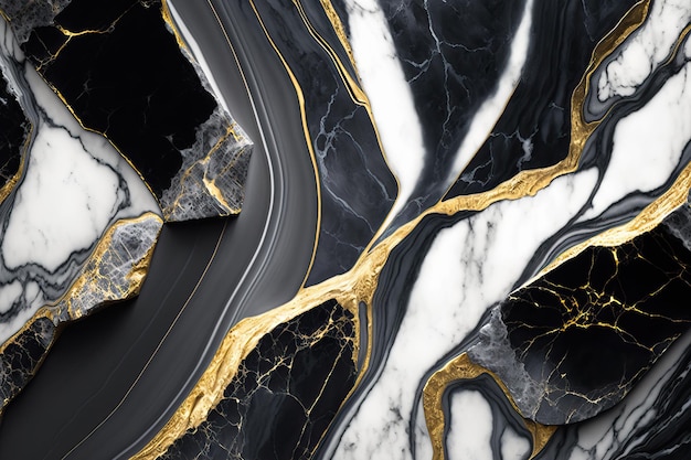 Luxury marble texture background white black gold Natural stone color material pattern Generative AI