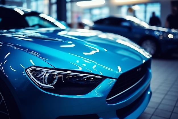 Luxury modern blue sports car closeup Generative AI