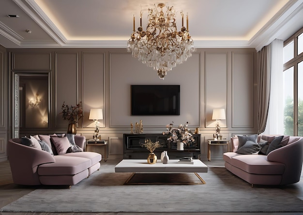 Luxury modern living room with elegant decor