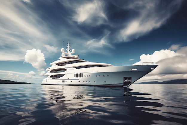 Luxury motor yacht in sea expensive rich boat sailing in ocean generative AI