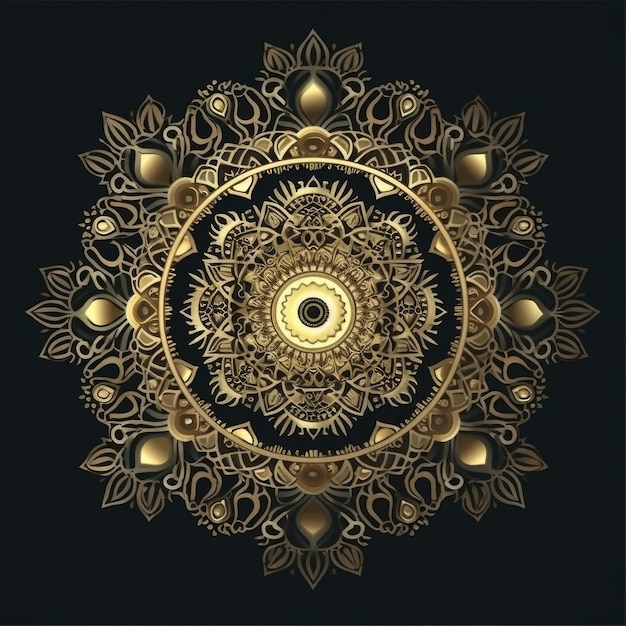 luxury ornamental mandala design background in gold color