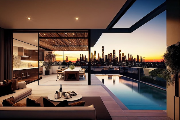 Luxury penthouse with private rooftop pool surrounded by stunning city views