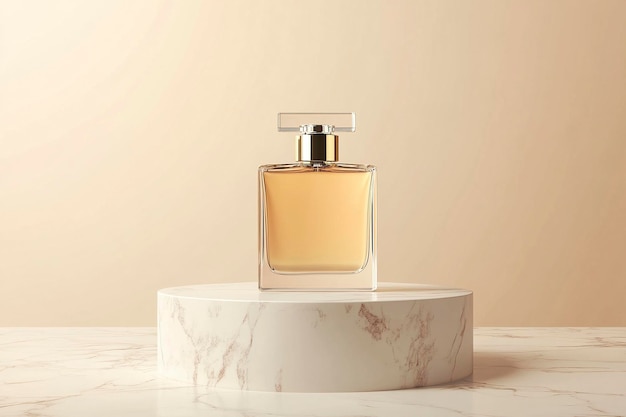 Luxury Perfume Bottle on Marble Pedestal with Elegant Lighting