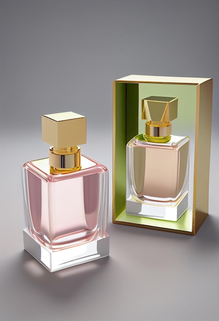 Luxury perfume bottle with beautiful illustration design generative AI