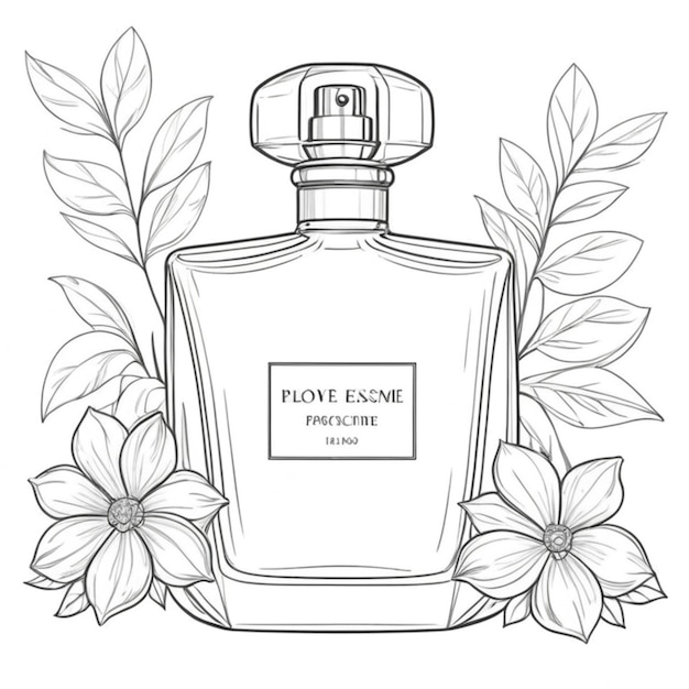 luxury perfume line art white background