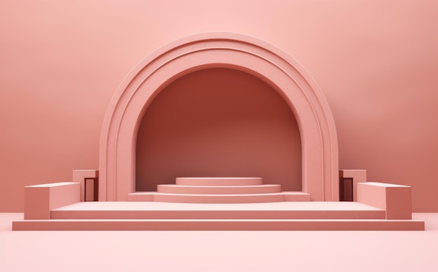 Luxury pink empty scene and curtain abstract background