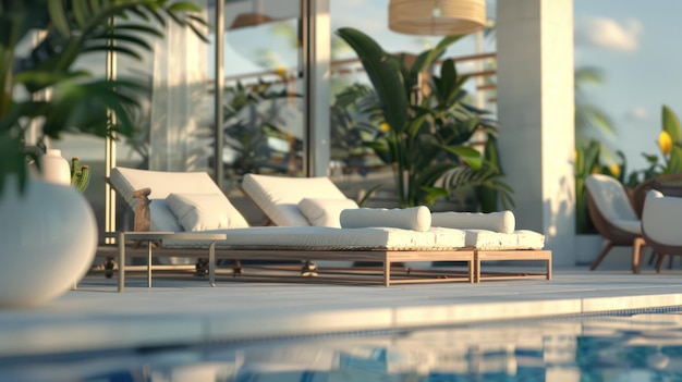 Photo luxury poolside relaxation