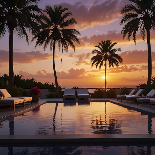 Luxury Poolside Retreat at Dusk Rooftop Paradise