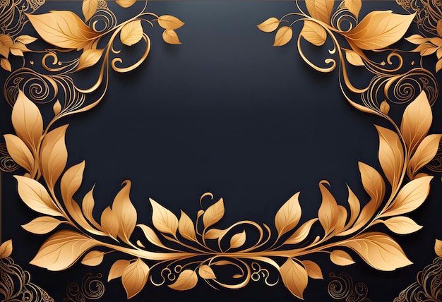 Luxury Premium vector wedding card design with golden leaves