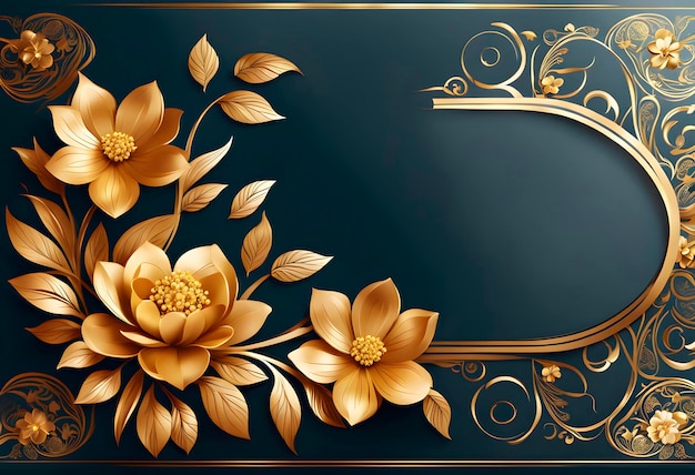 Luxury Premium vector wedding card design with golden leaves