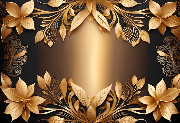 Luxury Premium vector wedding card design with golden leaves